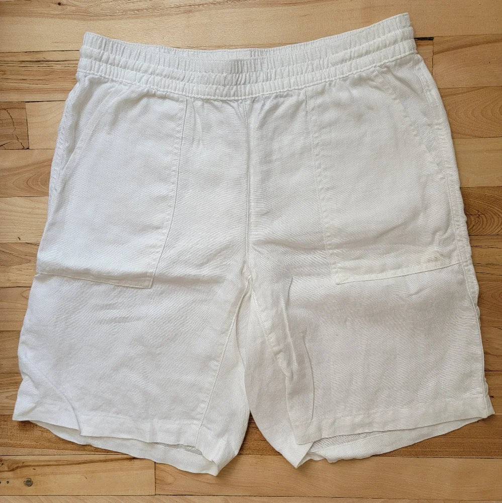 LANDS END White Linen Shorts Size 6